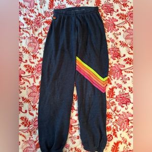 *DISCONTINUED* AVIATOR NATION CHEVRON 5 SWEATPANT - HEATHER NAVY NEON